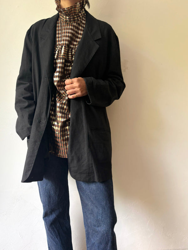 Metaric Brown Checked Blouse.