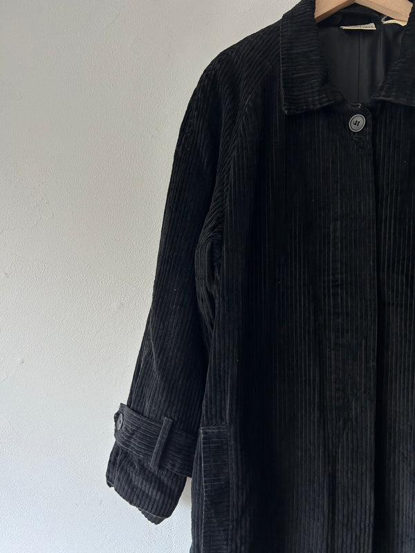 Corduroy black long coat.