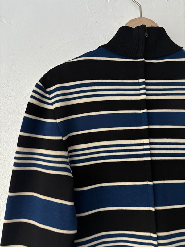 High neck striped knit.