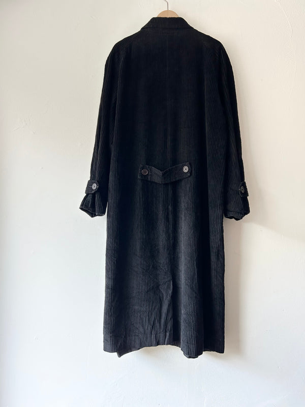 Corduroy black long coat.