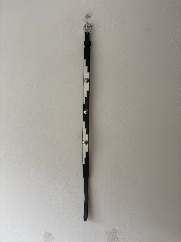 Vintage Black×White Leather Belt.