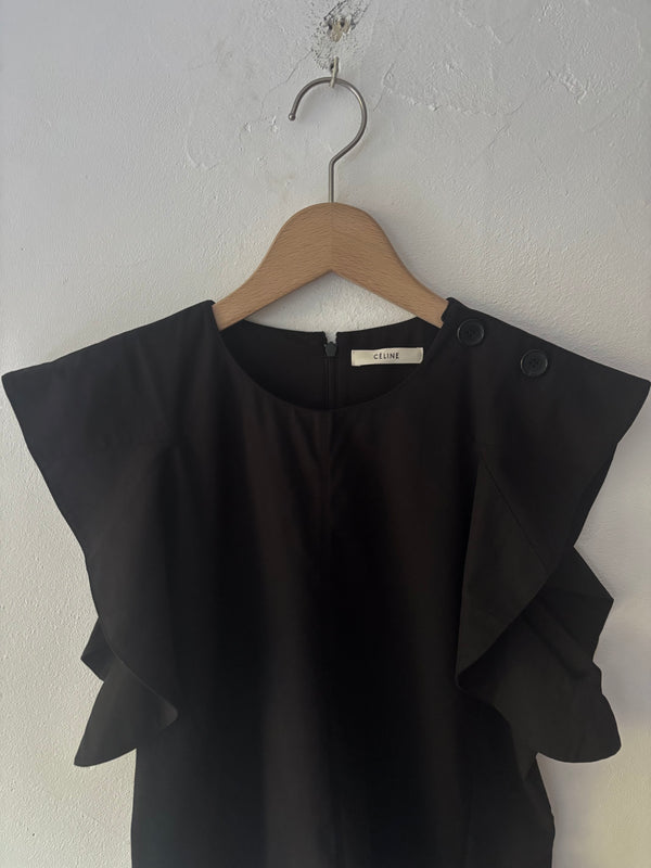 CELINE Black Cotton Blouse. By Phoebe Philo Archive.