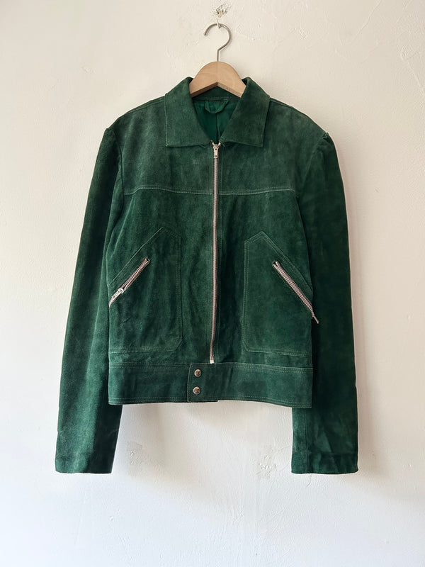 Green suede jacket.