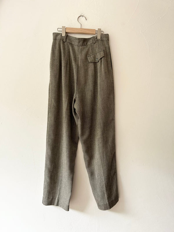 High waisted gray tweed pants.