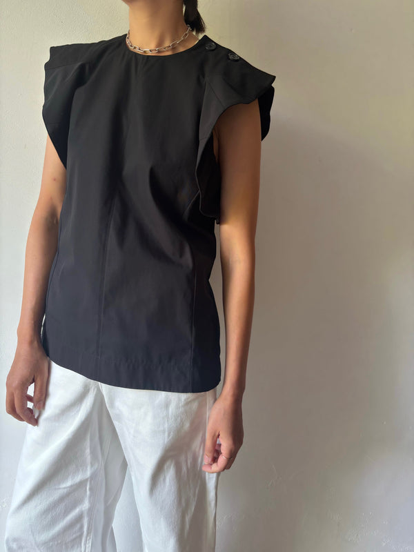 CELINE Black Cotton Blouse. By Phoebe Philo Archive.