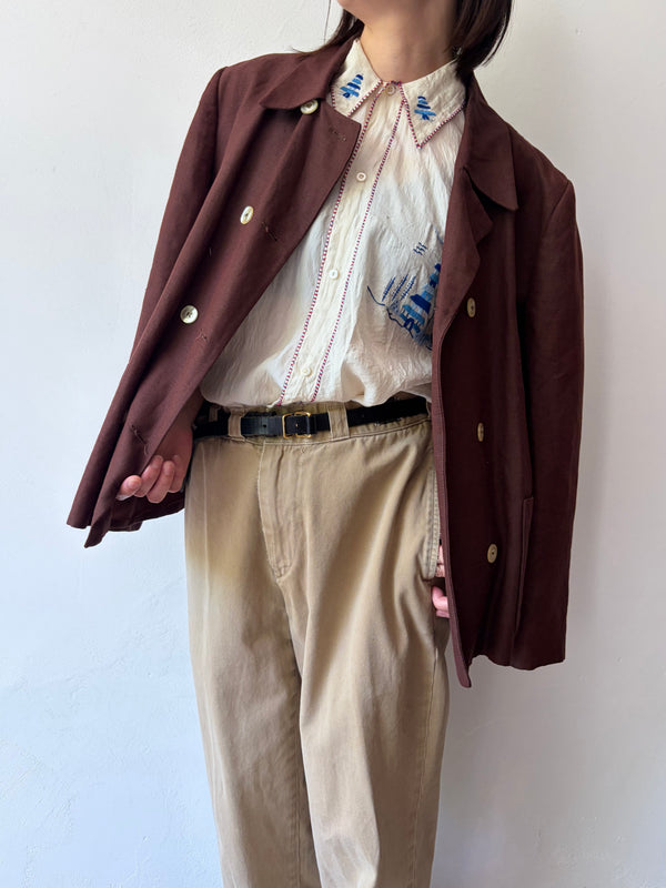 Vintage Needlework Silk Blouse