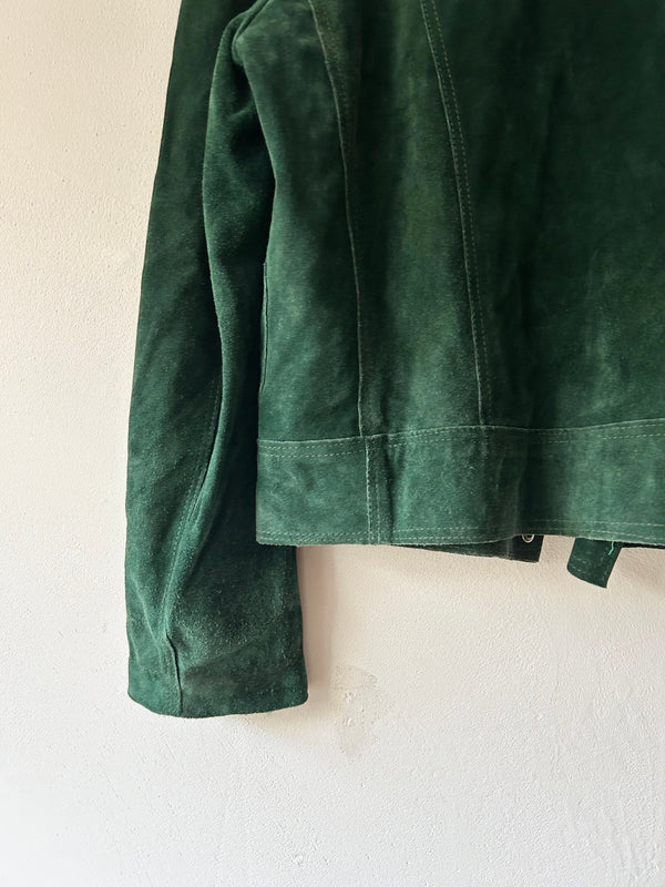 Green suede jacket.