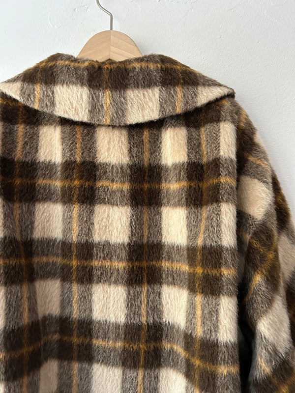 60's Mohair wool checked dustor coat.