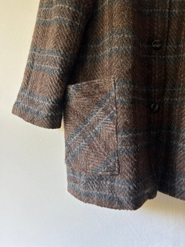 LAMA WOOL Checked Coat.made in U.K.