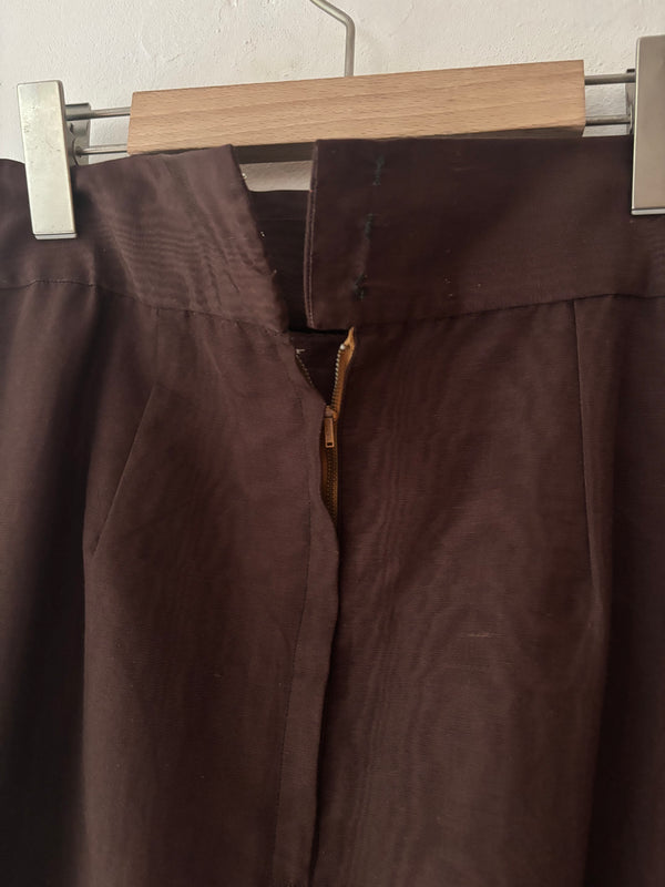 Moire Pattern Brown Maxi Skirt.
