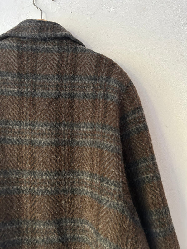 LAMA WOOL Checked Coat.made in U.K.