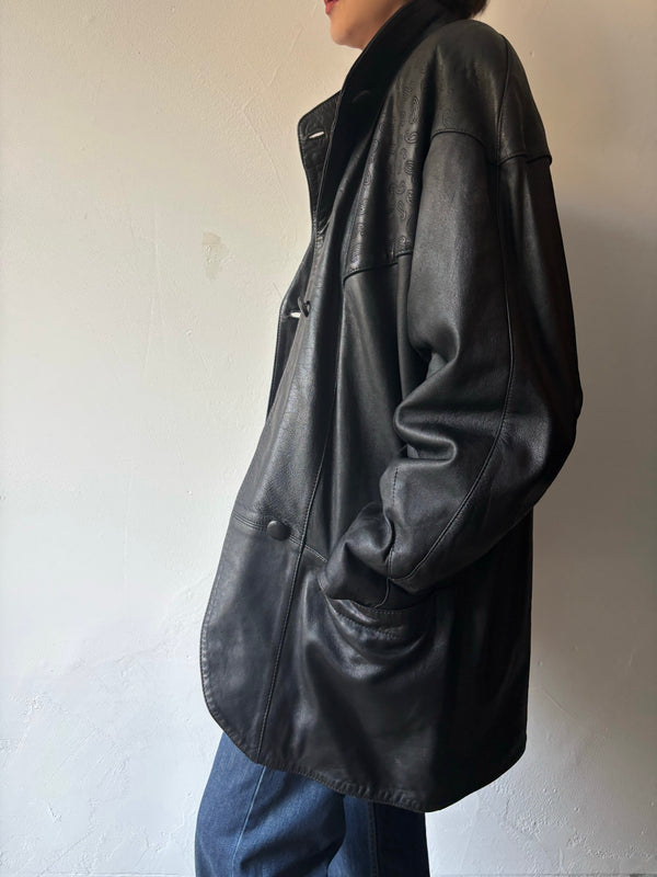 90's Black soft lether jacket.