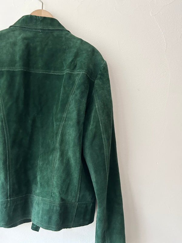 Green suede jacket.