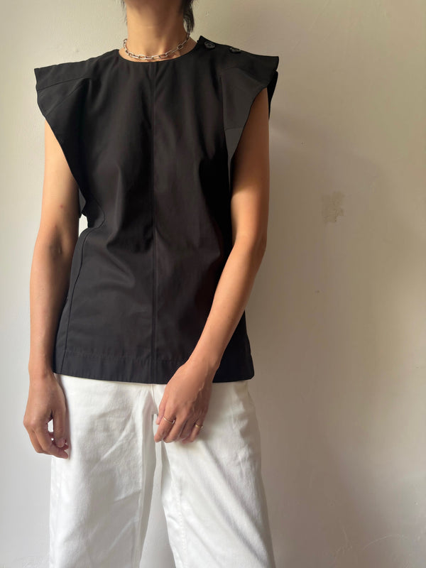 CELINE Black Cotton Blouse. By Phoebe Philo Archive.