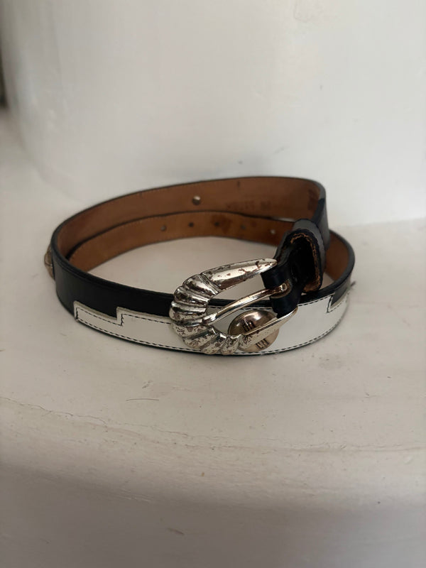 Vintage Black×White Leather Belt.