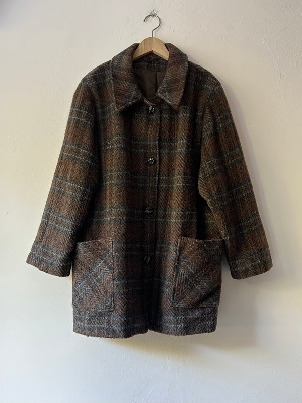 LAMA WOOL Checked Coat.made in U.K.