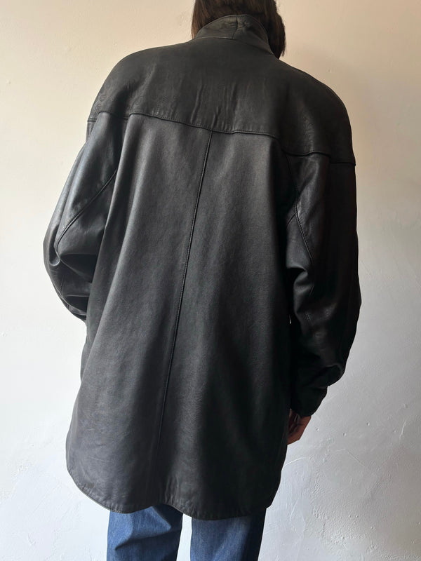 90's Black soft lether jacket.