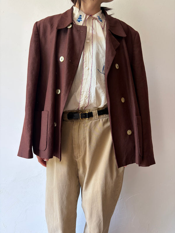 Vintage Needlework Silk Blouse