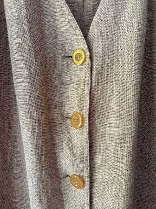 Natural Linen Collarless Jacket