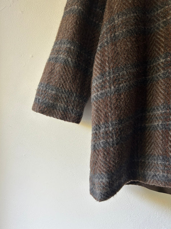 LAMA WOOL Checked Coat.made in U.K.