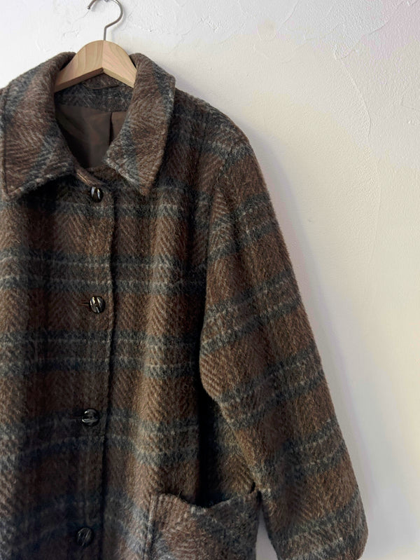 LAMA WOOL Checked Coat.made in U.K.