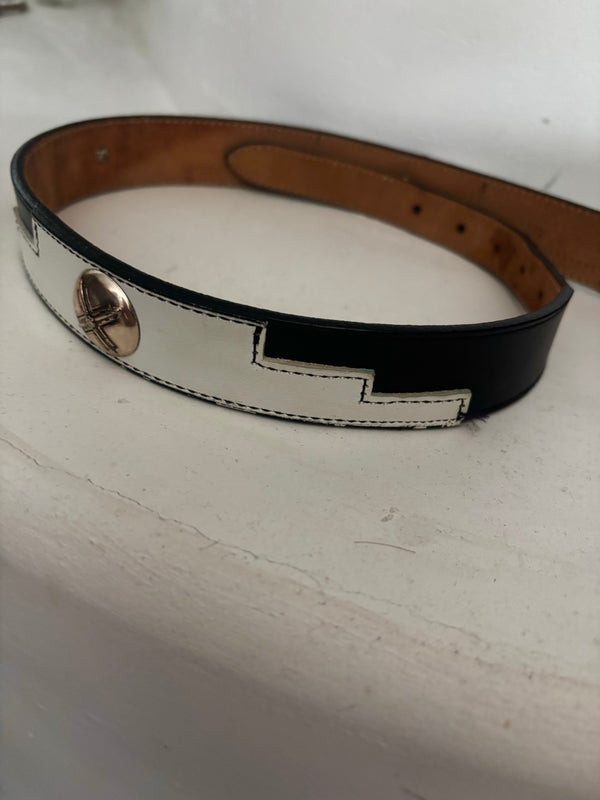 Vintage Black×White Leather Belt.