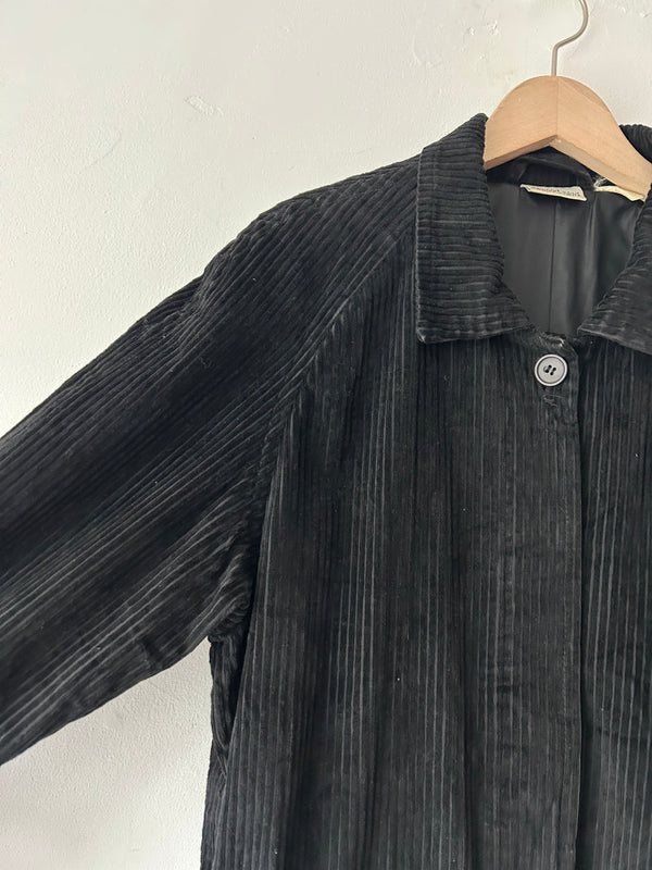 Corduroy black long coat.