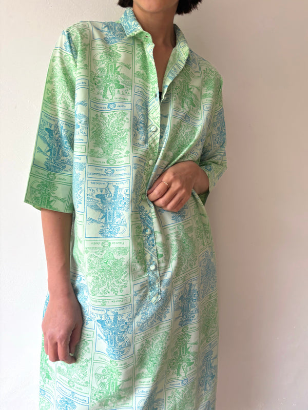 Light Green Botanical Pattern Dress.
