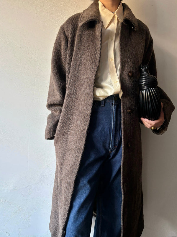 Lama wool and mohair brown coat.