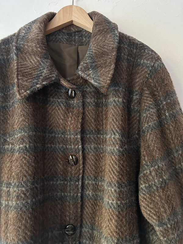 LAMA WOOL Checked Coat.made in U.K.