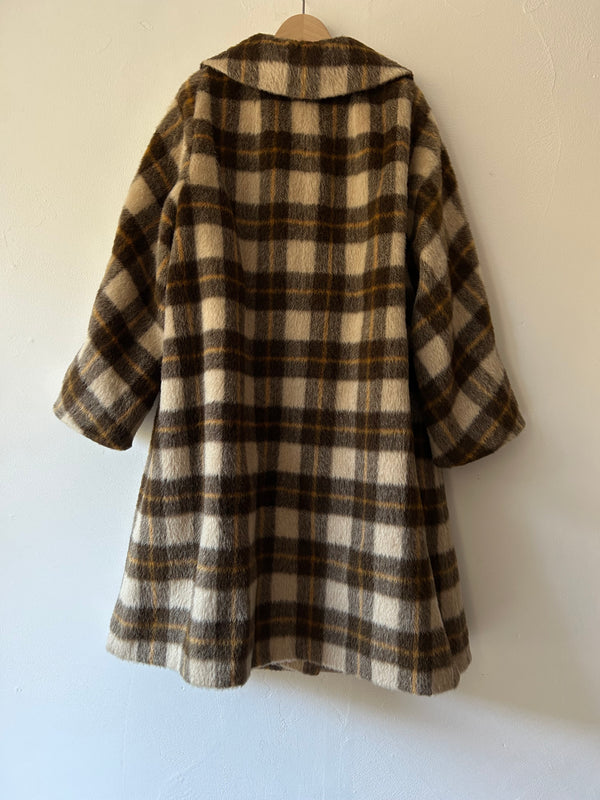 60's Mohair wool checked dustor coat.