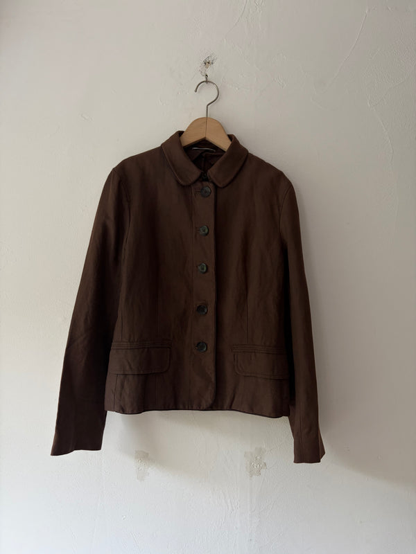Max Mara Brown Cotton Linen Jacket.