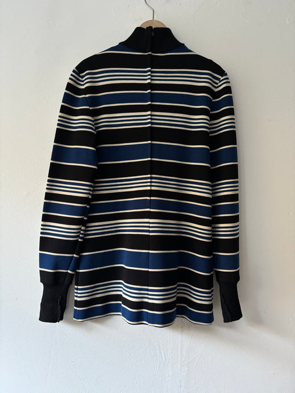 High neck striped knit.