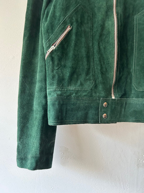 Green suede jacket.