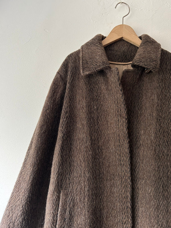 Lama wool and mohair brown coat.