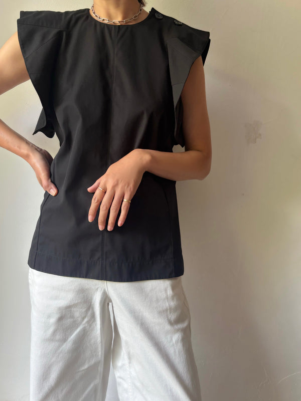 CELINE Black Cotton Blouse. By Phoebe Philo Archive.