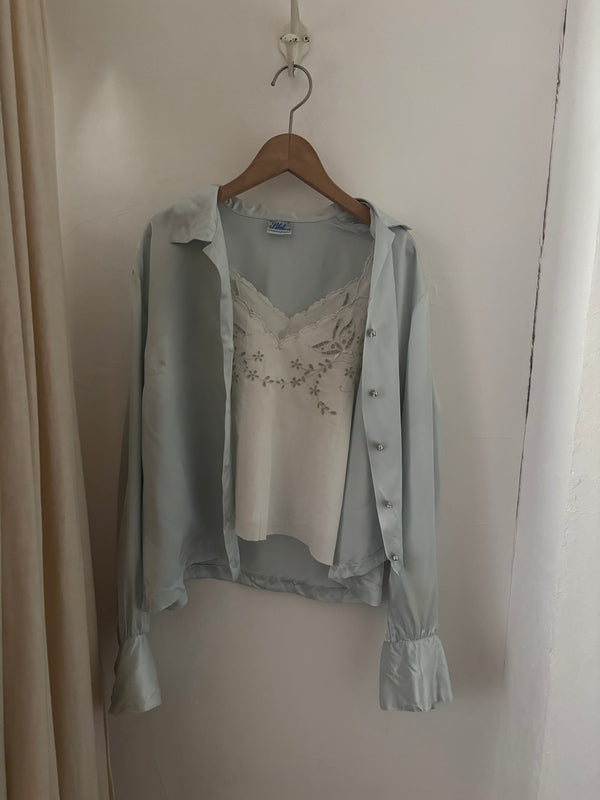 80's Jeweled Button Blouse.