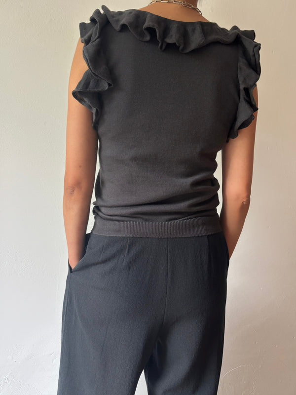 PRADA Grey Ruffled Sleeves Knit.