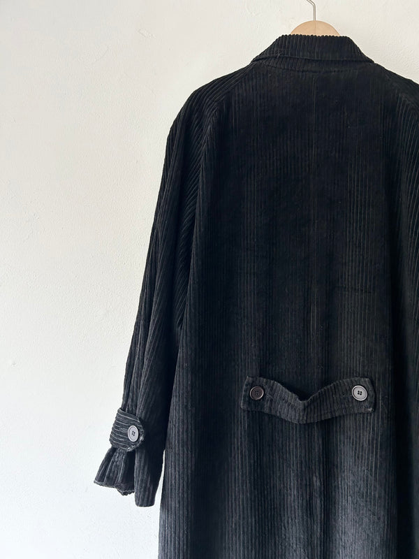 Corduroy black long coat.