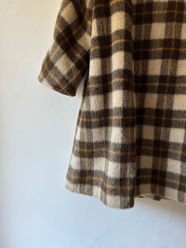 60's Mohair wool checked dustor coat.