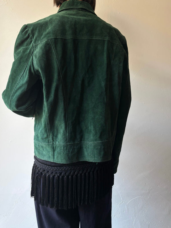 Green suede jacket.