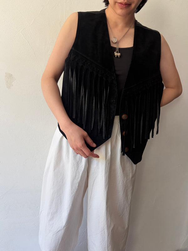70's-80's Black Fringe Vest