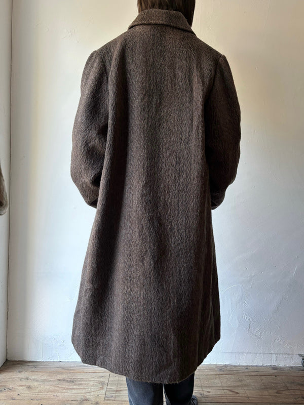 Lama wool and mohair brown coat.