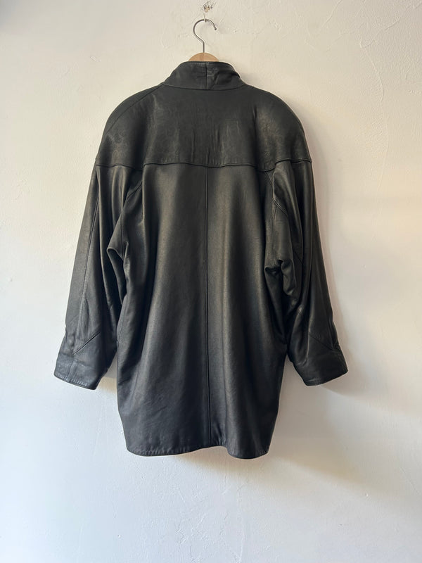 90's Black soft lether jacket.