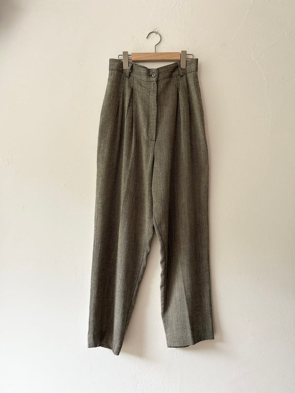 High waisted gray tweed pants.