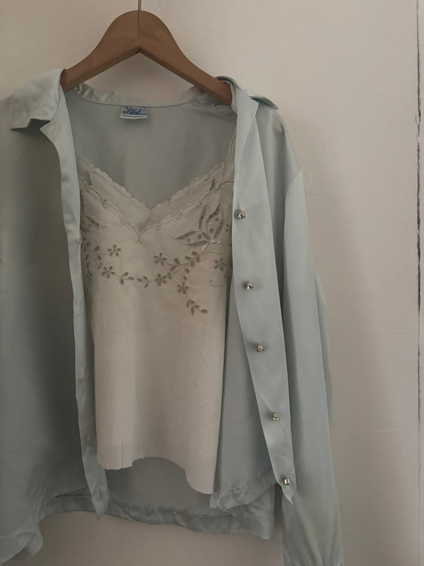 80's Jeweled Button Blouse.