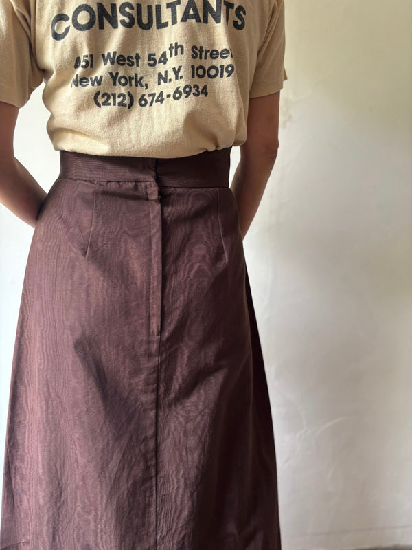 Moire Pattern Brown Maxi Skirt.