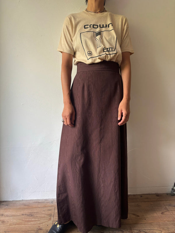 Moire Pattern Brown Maxi Skirt.