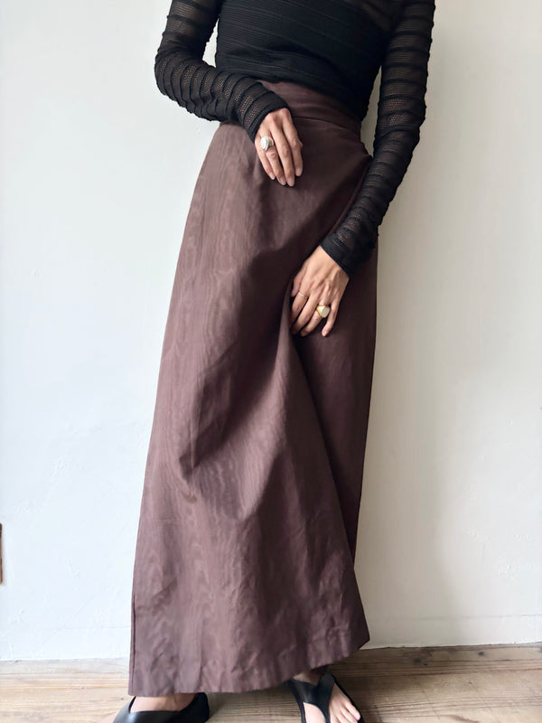 Moire Pattern Brown Maxi Skirt.