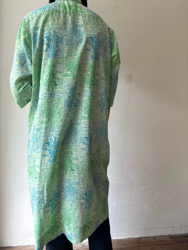 Light Green Botanical Pattern Dress.